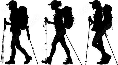 "Trailblazing Trio: Hiking in Sync"