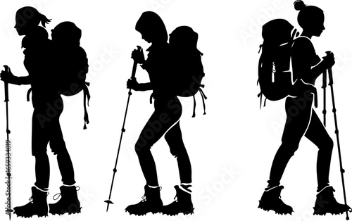"Trailblazing Trio: Hiking in Sync"