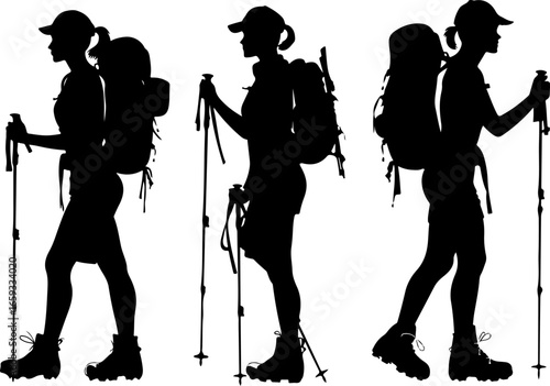 "Trailblazing Trio: Hiking in Sync"