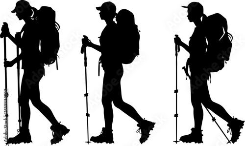 "Trailblazing Trio: Hiking in Sync"