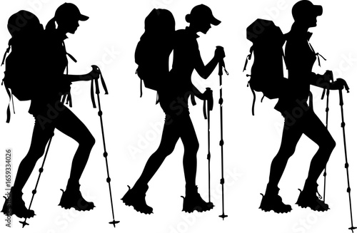 "Trailblazing Trio: Hiking in Sync"