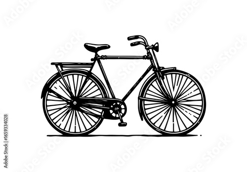 Vintage bicycle hand drawn vector illustration