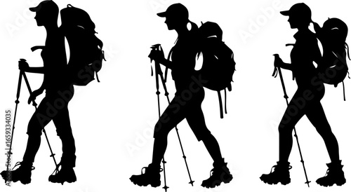 "Trailblazing Trio: Hiking in Sync"