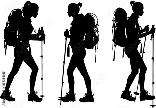 "Trailblazing Trio: Hiking in Sync"