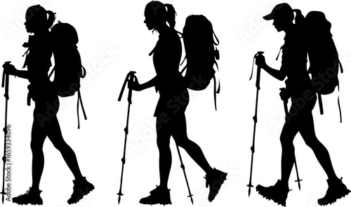 "Trailblazing Trio: Hiking in Sync"