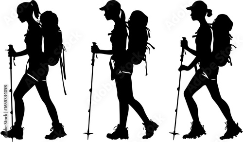 "Trailblazing Trio: Hiking in Sync"