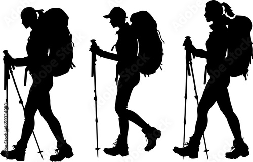"Trailblazing Trio: Hiking in Sync"