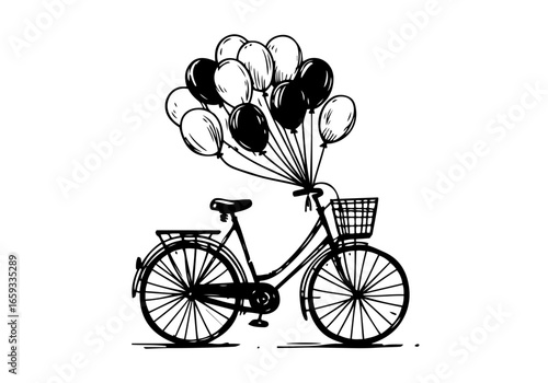 Vintage bicycle hand drawn vector illustration