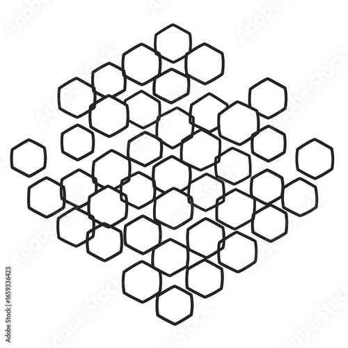 Detailed Geometric Hexagon Pattern in Black and White a Modern Abstract Design and Seamlessly Repeating Honeycomb Structure Perfect for Backgrounds