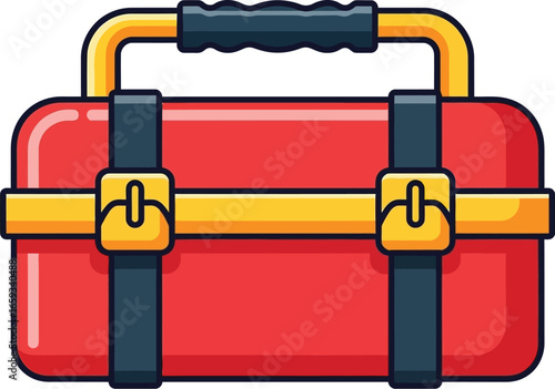 Red Toolbox with Yellow Handle Vector