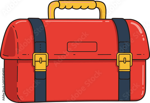 Red Toolbox with Yellow Handle Vector