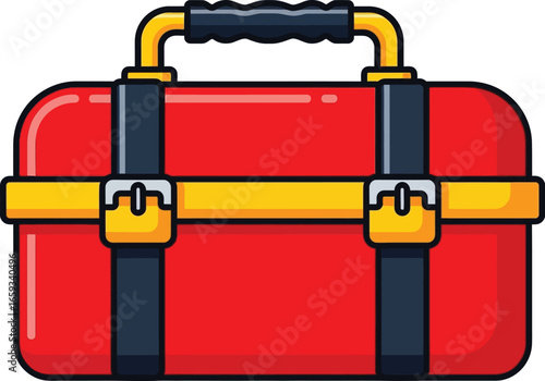Red Toolbox with Yellow Handle Vector