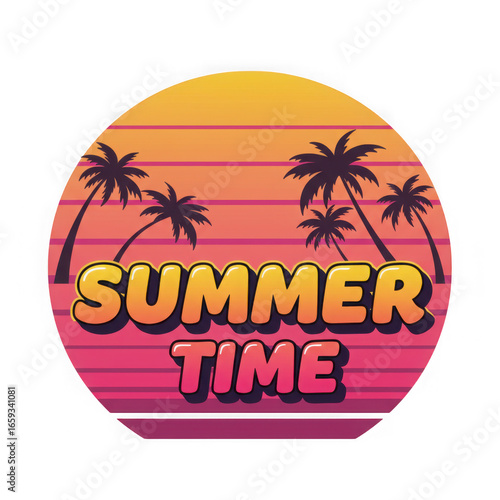 Wallpaper Mural Retro summer time sunset palm trees isolated on transparent background Torontodigital.ca