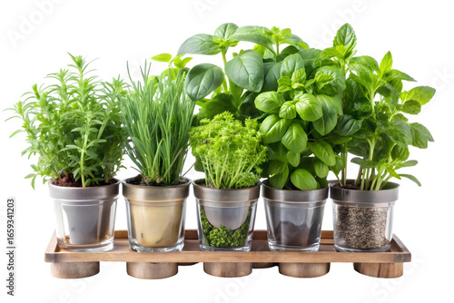 Fototapeta Naklejka Na Ścianę i Meble -  Fresh herb garden kit isolated on transparent background