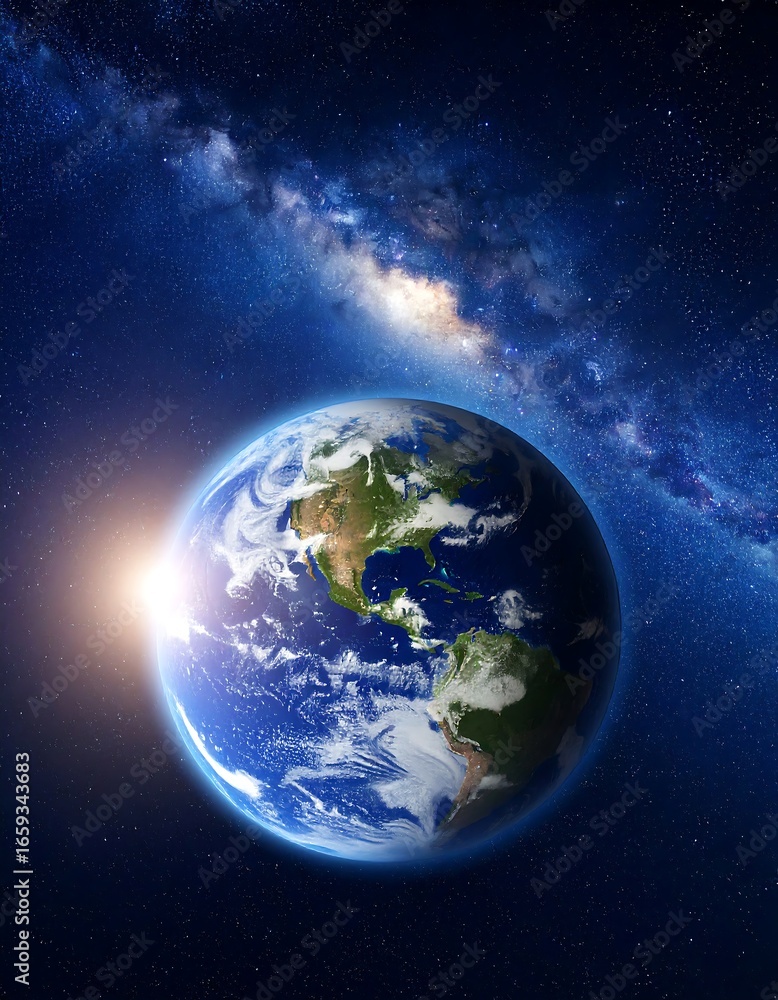 Obraz premium Earth, Sunrise, Space, Milky Way Galaxy View