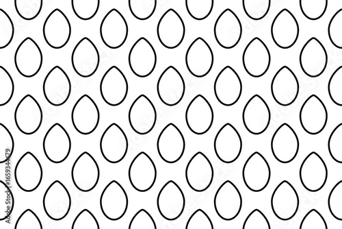 Seamless pattern completely filled with outlines of oval symbols. Elements are evenly spaced. Illustration on transparent background
