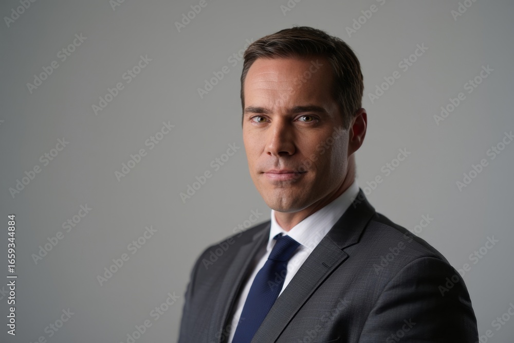 Professional headshot of a confident businessman in suit and tie for corporate branding Professional headshot of a confident businessman in suit and tie for corporate branding
