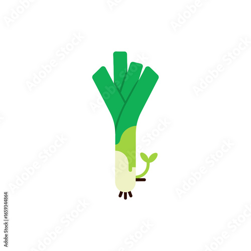 Simple illustration of a fresh leek vegetable, perfect for cooking, healthy eating, and culinary projects, with clean design