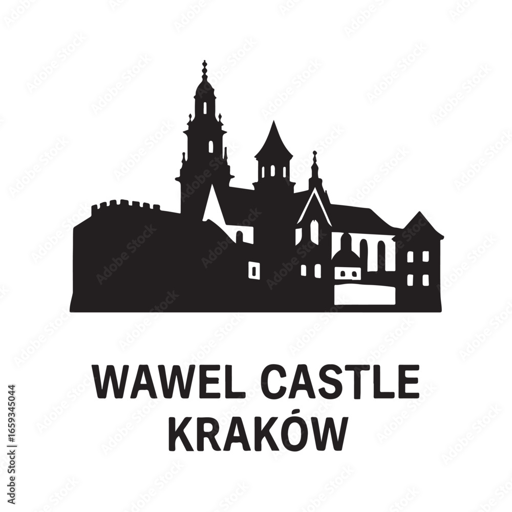 Obraz premium Wawel Castle Kraków Silhouette Vector