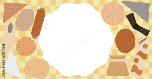 コピースペース付かわいいおでんの具材のバナー素材