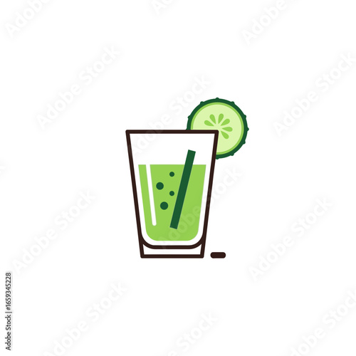 Fresh and healthy cucumber juice in a glass, perfect for a refreshing drink on a hot day, offering a natural boost of vitamins.