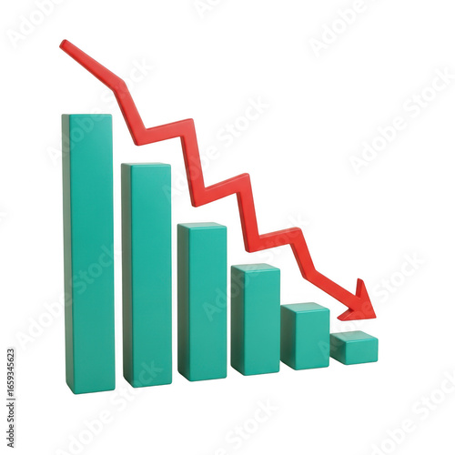 Financial chart illustrating a decline with a red arrow, isolated on transparent background Free Download Financial chart illustrating a decline with a red arrow, isolated on transparent background - GFXLoad