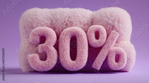 Fluffy pink 30% discount sign.