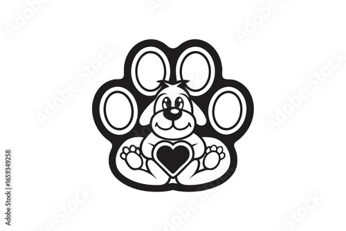 Cartoon Dog Paw Cute Puppy Design on White Background Isolated