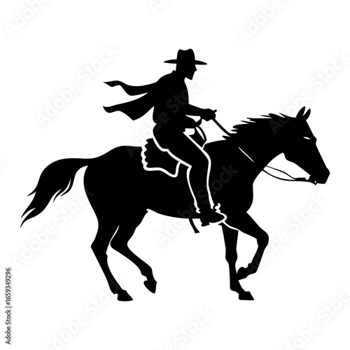 Cowboy on Horse Silhouette Vector