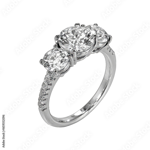 Three round brilliant cut diamonds ring