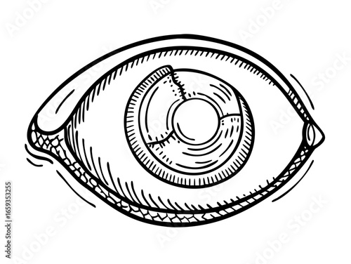 Human eye reference hand draw vintage engraving isolated on white background
