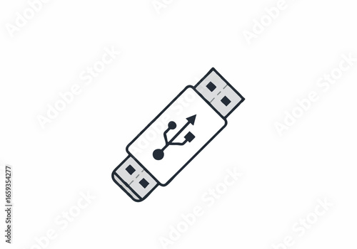 USB Flash Drive Icon Minimalist Vector Illustration