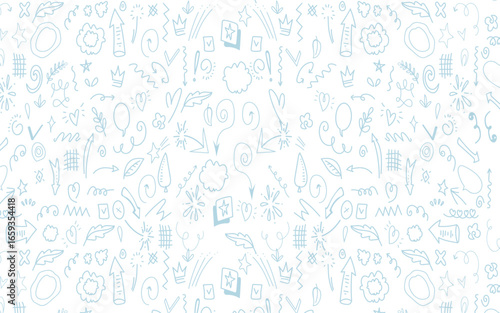 fun colorful line doodle seamless pattern. Creative abstract art background collection for children or festive celebration design. Simple childish scribble wallpaper print texture bundle.
