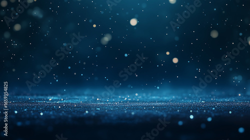 Blue Glitter Background with Soft Sparkling Lights