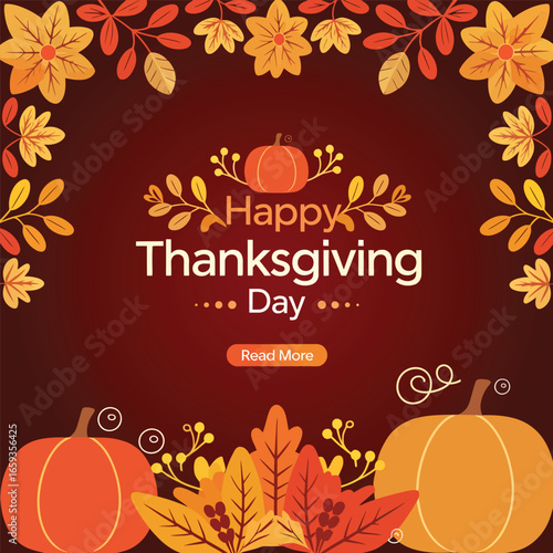 Thanksgiving wishing Card vector design.