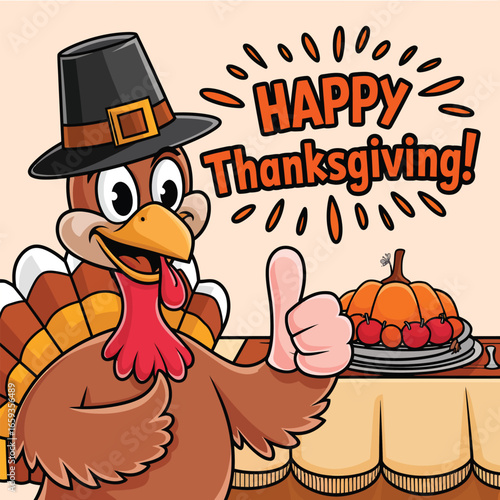 Thanksgiving wishing Card vector design.