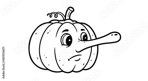 Cartoon pumpkin illustration with long nose