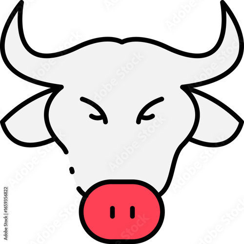 Cow Farm and Dairy Product Line Icons – Meat, Milk, and Agriculture Vector Set