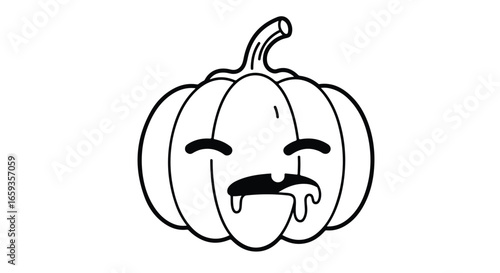 Cartoon pumpkin with sad expression