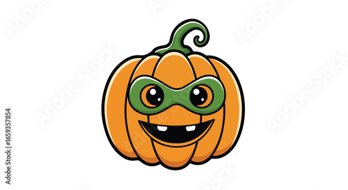Cute cartoon pumpkin superhero