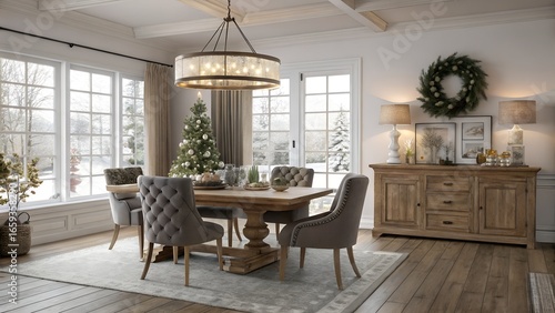 Bohemian USA Dining Room with drum shade pendant — Midwest Christmas Interior