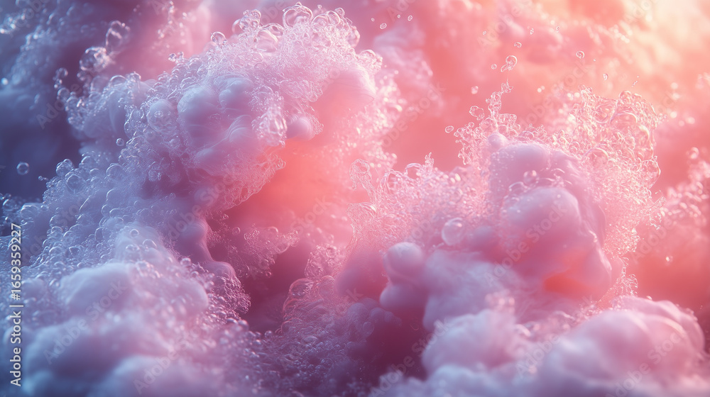 Fototapeta premium Soft Pink Abstract Foam with Bubbling Water Texture in Pastel Light