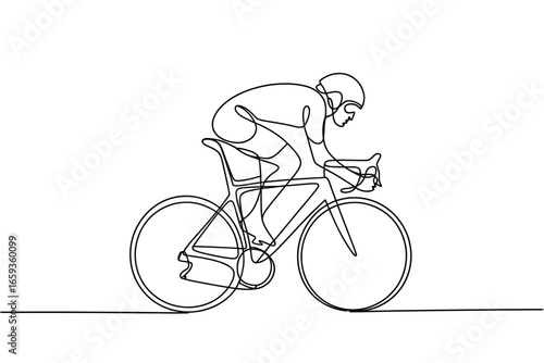 Minimalist line art of a cyclist in a racing stance