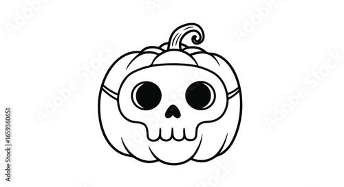 Pumpkin skull mask illustration
