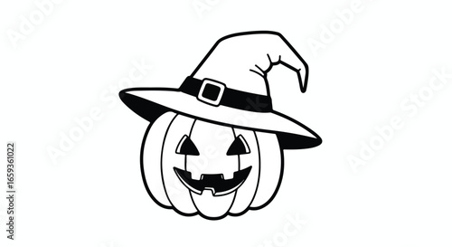 Pumpkin with witch hat illustration