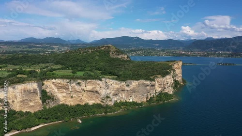 Wallpaper Mural Ancient fortress ruins of Rocca di Manerba above Lake Garda. Aerial views in clear weather, northern Italy. Torontodigital.ca
