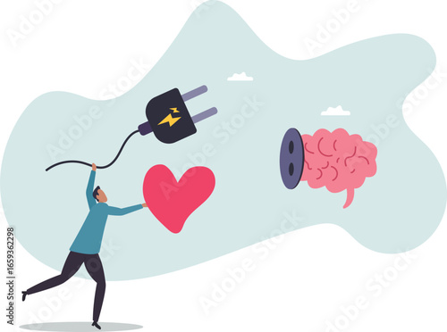 Emotional Intelligence, EI or control feeling and emotion with logical thinking brain,about a man and his life.