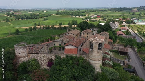 Wallpaper Mural Pozzolengo, Italy — drone view of the medieval Castello di Pozzolengo in the heart of Lombardy. Torontodigital.ca