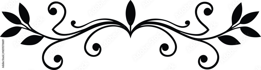 Floral Ornament Divider Vector Silhouette