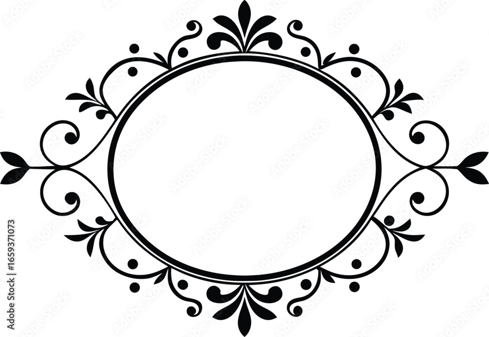 Ornamental Circle Divider Line Vector Silhouette